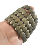 Load image into Gallery viewer, Natural Pyrite Oval Bracelet | Metallic Golden Crystal Beads | Smooth Oval Stretch Jewellery