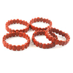 Load image into Gallery viewer, Natural Red Jasper Oval Bracelet | Deep Red Faceted Crystal Beads | Smooth Stretch Gemstone Jewellery
