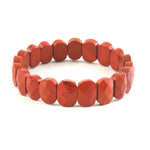 Load image into Gallery viewer, Natural Red Jasper Oval Bracelet | Deep Red Faceted Crystal Beads | Smooth Stretch Gemstone Jewellery