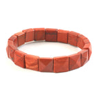 Load image into Gallery viewer, Natural Red Jasper Pyramid Bracelet | Faceted Square Pyramid Beads | Deep Red Stretch Crystal Jewellery