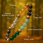 गैलरी व्यूअर में छवि लोड करें, Dhan Yog Crystal Bracelet for Wealth & Prosperity – Citrine, Tiger Eye, Aventurine, Jade, Sphatik
