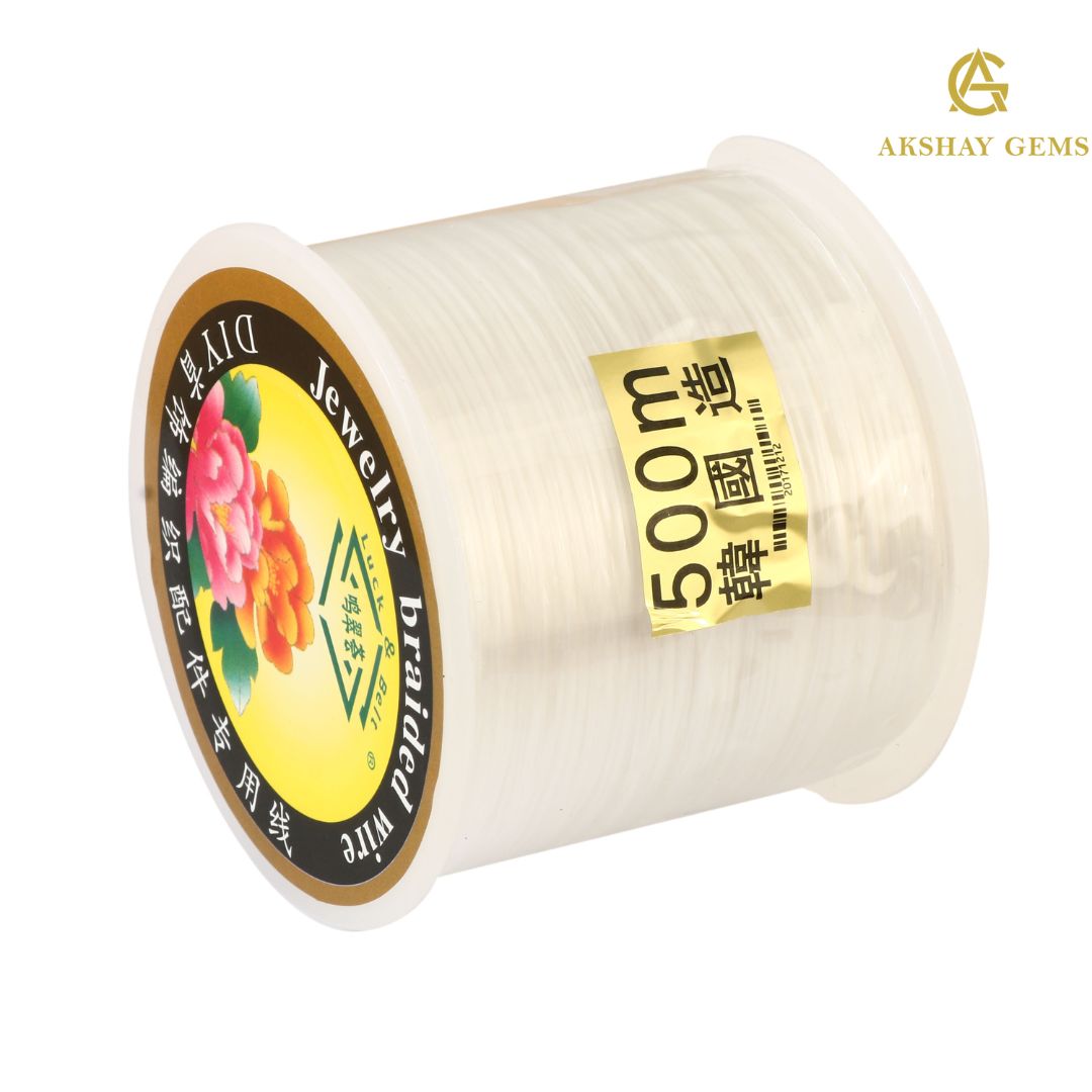 0.5 mm Thickness – 500m Transparent Elastic Beading Thread Roll – Strong Stretch Cord for Jewelry Making & Bracelets (Made in Korea) - Akshay Gems