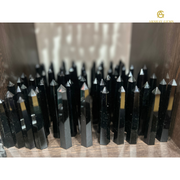 Black Obsidian Crystal Tower  Wand - Akshay Gems