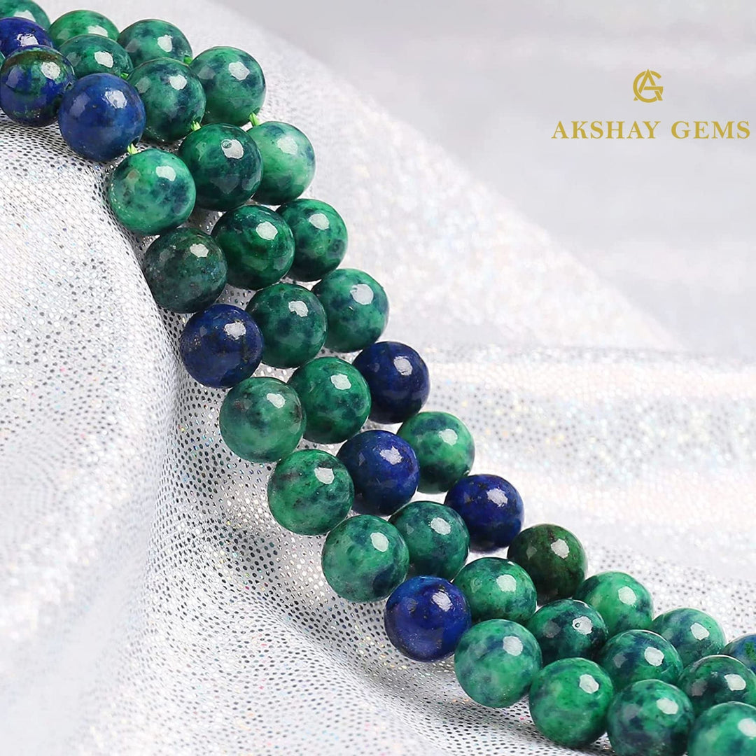 Lapis Chrysocolla (Azurite) Round Beads Healing Gemstone Loose Beads