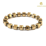 Golden Pyrite Cube Bracelet (Coated Hematite) – Wealth & Protection Crystal Jewelry - Akshay Gems