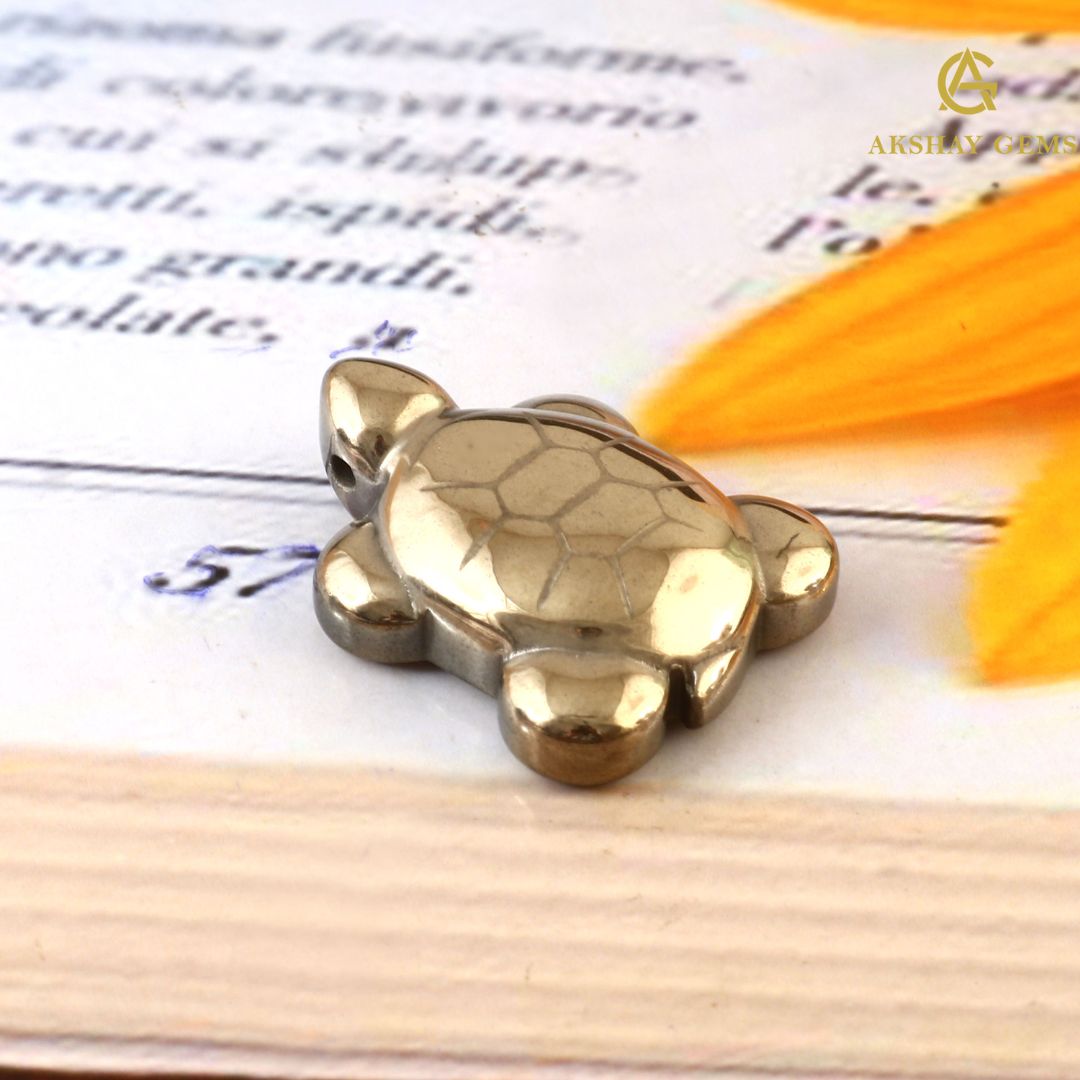 Golden Pyrite Turtle (Coated Hematite) – Vastu Decor & Good Luck Symbol
