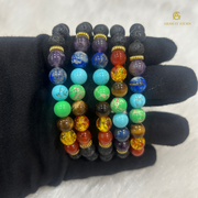 7 Chakra + lava Bracelet - Akshay Gems