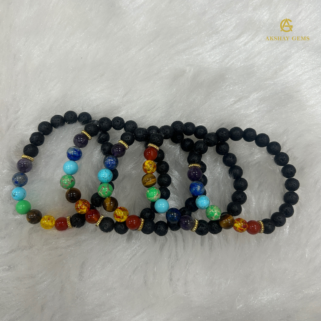 7 Chakra + lava Bracelet