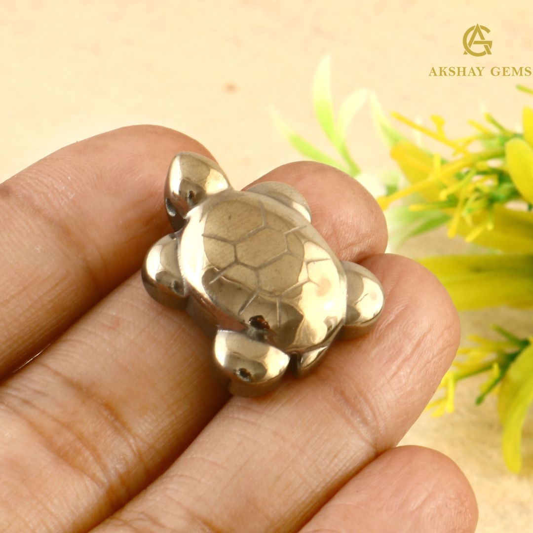 Golden Pyrite Turtle (Coated Hematite) – Vastu Decor & Good Luck Symbol