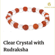 Natural Clear Quartz + Rudraksh Bracelet - Akshay Gems