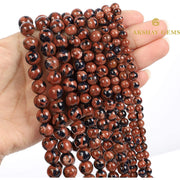 Natural Mahogany Obsidian Round Beads String - Akshay Gems