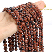 Natural Mahogany Obsidian Round Beads String - Akshay Gems
