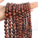 Load image into Gallery viewer, Natural Mahogany Obsidian Round Beads String
