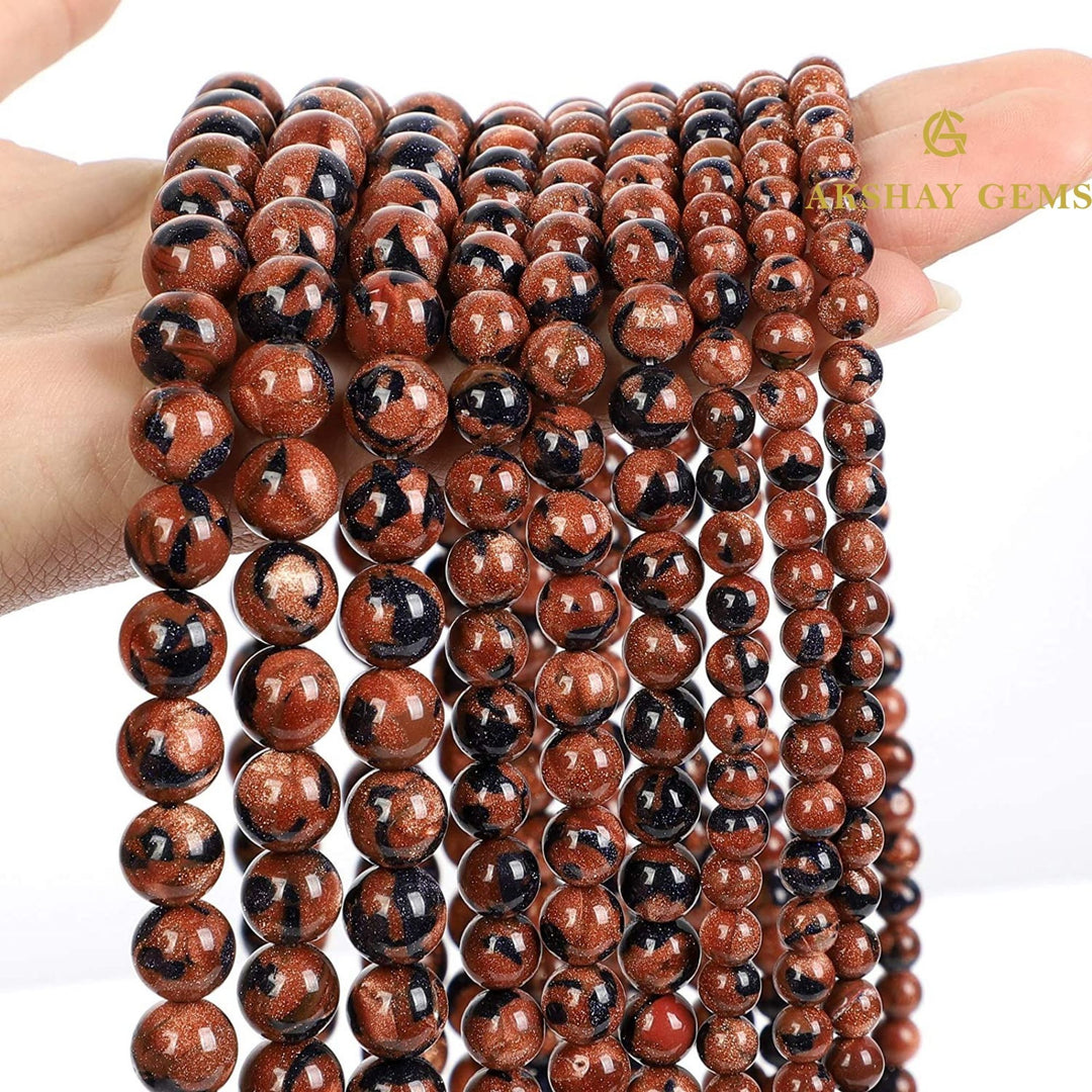 Natural Mahogany Obsidian Round Beads String