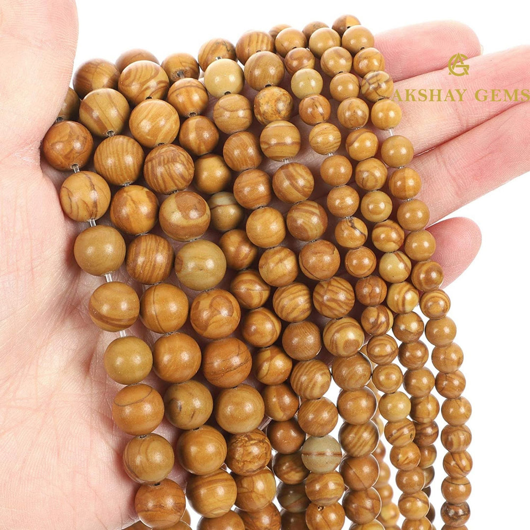 Natural Wood Jasper Round Beads Healing Gemstone Loose Beads