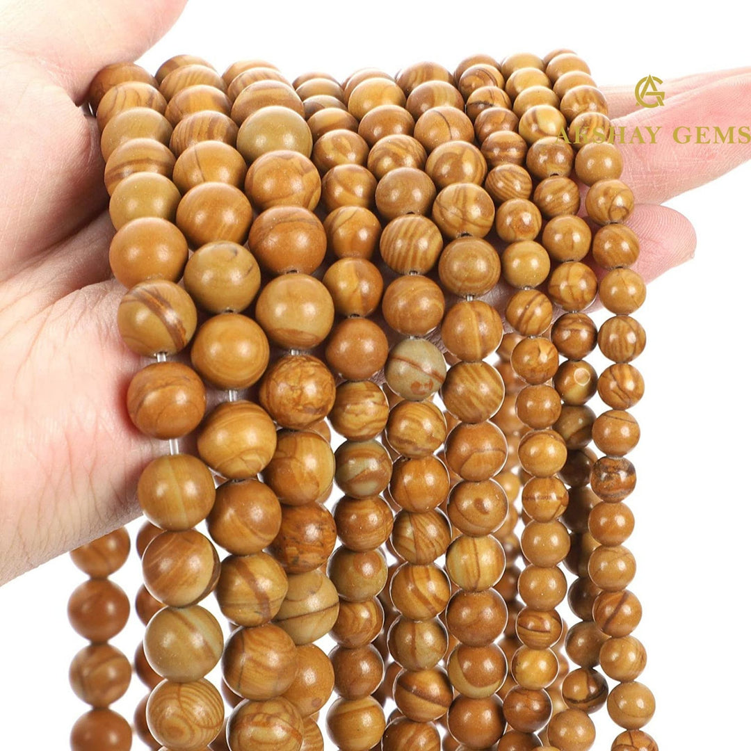 Natural Wood Jasper Round Beads Healing Gemstone Loose Beads