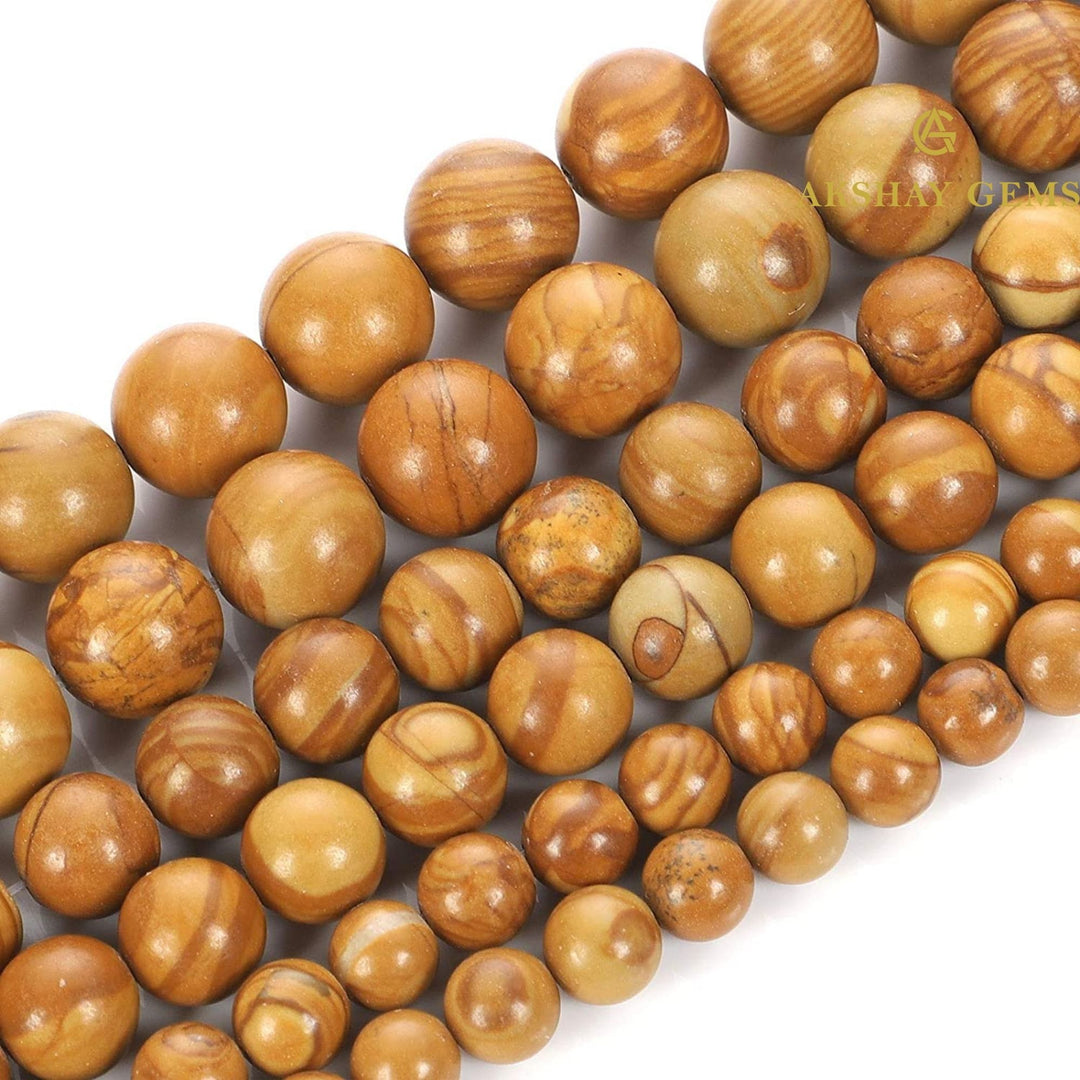 Natural Wood Jasper Round Beads Healing Gemstone Loose Beads