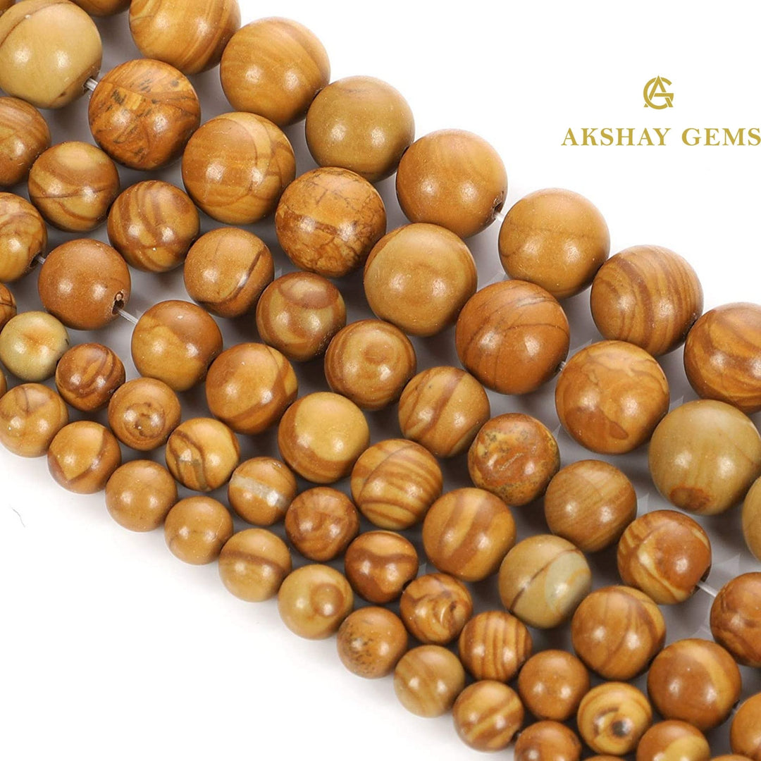 Natural Wood Jasper Round Beads Healing Gemstone Loose Beads