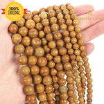 गैलरी व्यूअर में छवि लोड करें, प्राकृतिक लकड़ी जैस्पर गोल मोती हीलिंग रत्न ढीले मोती
