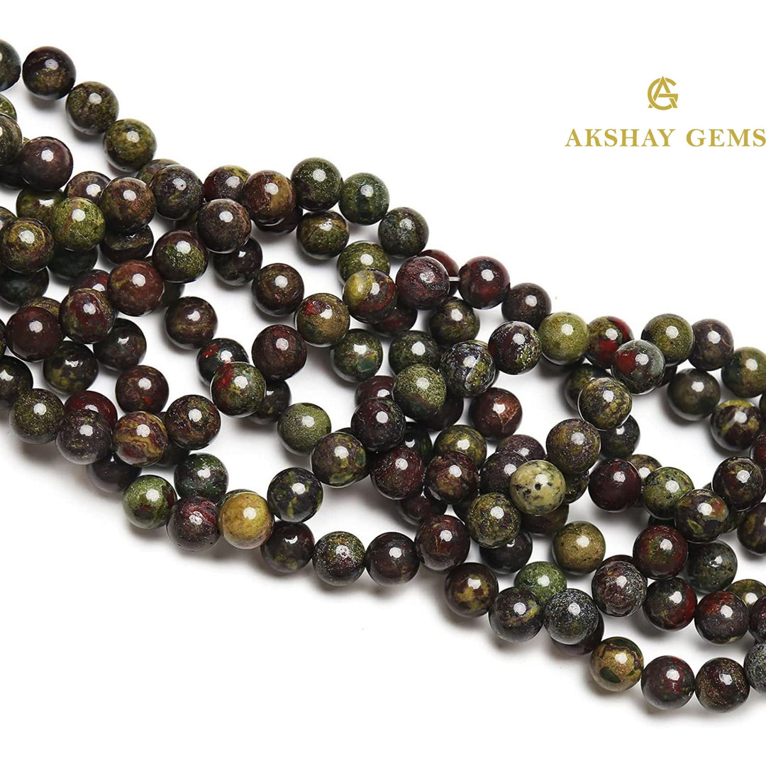 Natural Dragon Bloodstone Round Beads Healing Gemstone Loose Beads