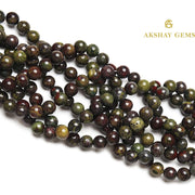 Natural Dragon Bloodstone Round Beads Healing Gemstone Loose Beads - Akshay Gems