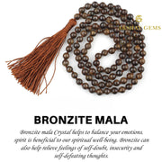 Bronzite Mala Necklace Knotted 108 Mala Beads, 108 Prayer Beads, Buddhist Meditation Mala - Akshay Gems