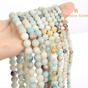 Multi Amazonite Round Beads String - Akshay Gems
