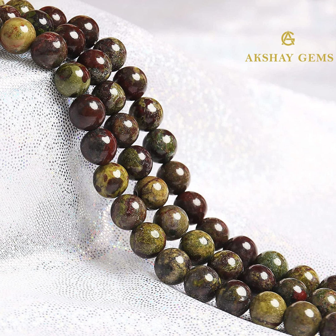 Natural Dragon Bloodstone Round Beads Healing Gemstone Loose Beads