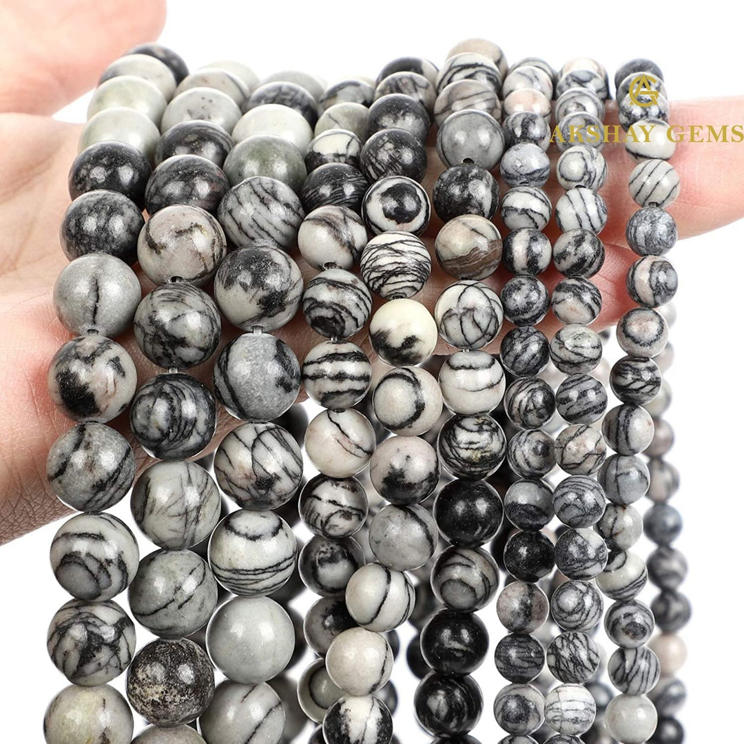 Natural Black Web Jasper String