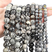 Natural Black Web Jasper String - Akshay Gems