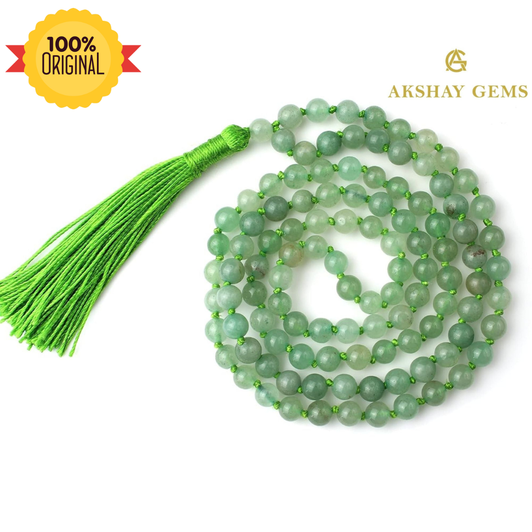 Green Aventurine Mala Necklace 108 Mala Beads, 108 Prayer Beads, Buddhist Meditation Mala