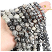 Natural Black Web Jasper String - Akshay Gems