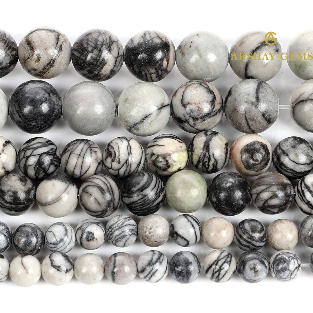 Natural Black Web Jasper String
