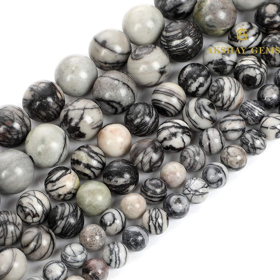 Natural Black Web Jasper String