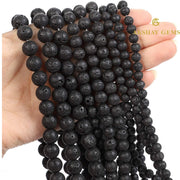 Natural Lava Round Beads Healing Gemstone Loose Beads - Akshay Gems