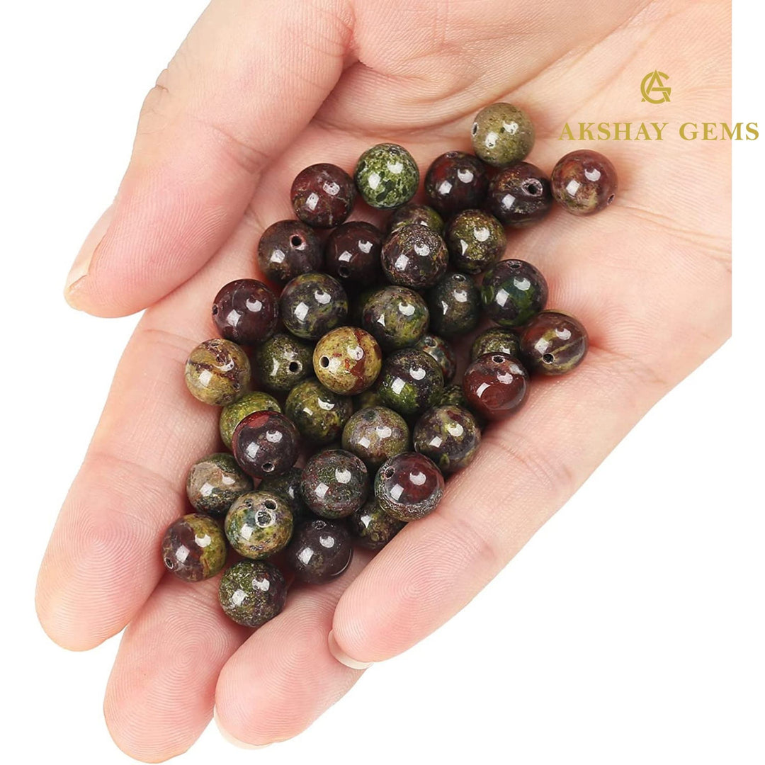 Natural Dragon Bloodstone Round Beads Healing Gemstone Loose Beads