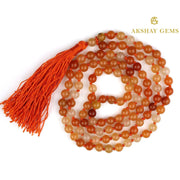 Carnelian Mala Necklace Knotted 108 Mala Beads, 108 Prayer Beads, Buddhist Meditation Mala - Akshay Gems