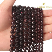 Red Garnet Round Beads String - Akshay Gems