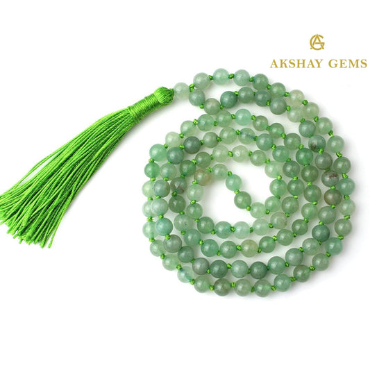 Green Aventurine Mala Necklace 108 Mala Beads, 108 Prayer Beads, Buddhist Meditation Mala