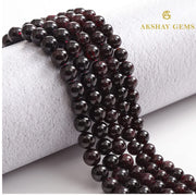 Red Garnet Round Beads String - Akshay Gems