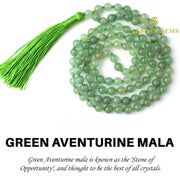 Green Aventurine Mala Necklace 108 Mala Beads, 108 Prayer Beads, Buddhist Meditation Mala - Akshay Gems