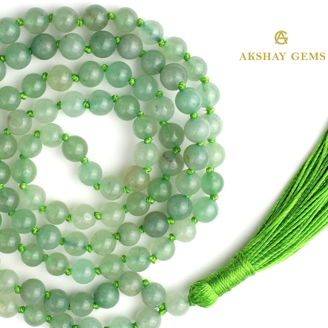 Green Aventurine Mala Necklace 108 Mala Beads, 108 Prayer Beads, Buddhist Meditation Mala