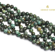 Natural African Turquoise Round Beads String - Akshay Gems