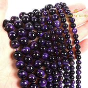 Purple Tiger Eye Round Beads Healing Gemstone Loose Beads - Akshay Gems