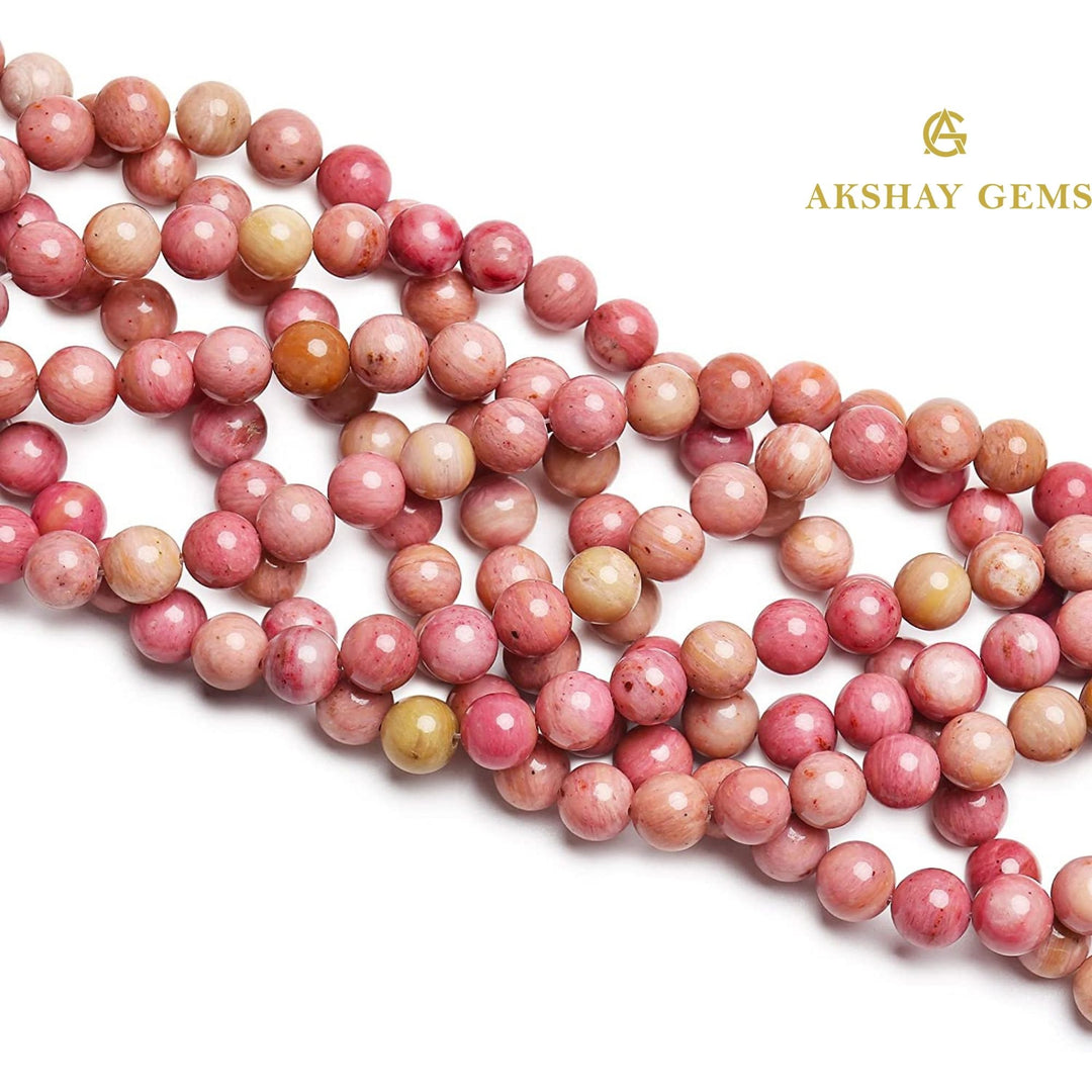 Pink Rhodonite Round Beads String