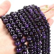 Purple Tiger Eye Round Beads Healing Gemstone Loose Beads - Akshay Gems