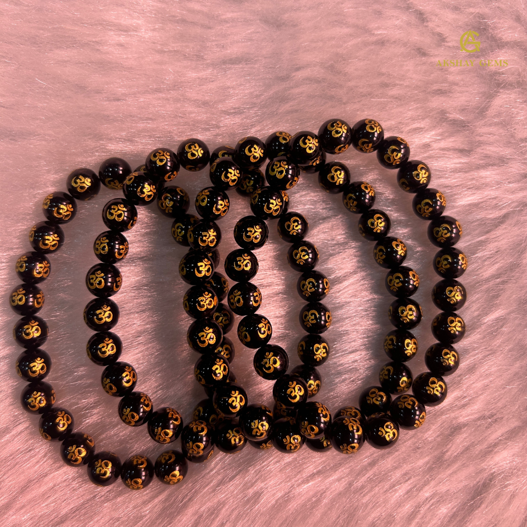 NATURAL OM BLACK ONYX BRACELET