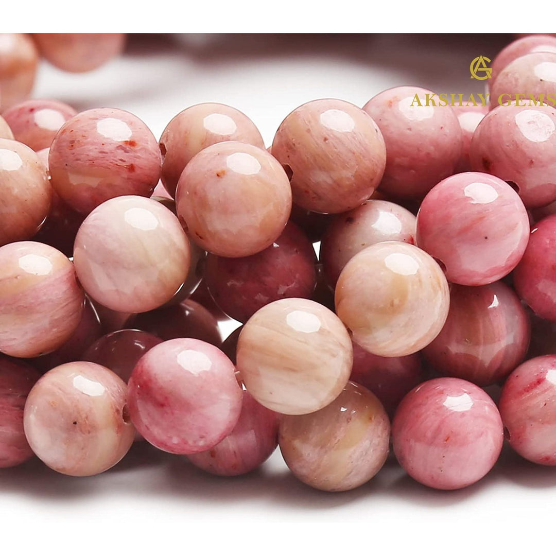 Pink Rhodonite Round Beads String