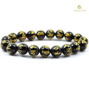 NATURAL OM MANI PADME HUM BLACK ONYX BRACELET - Akshay Gems