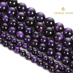 Load image into Gallery viewer, Purple Tiger Eye Round Beads Healing Gemstone Loose Beads
